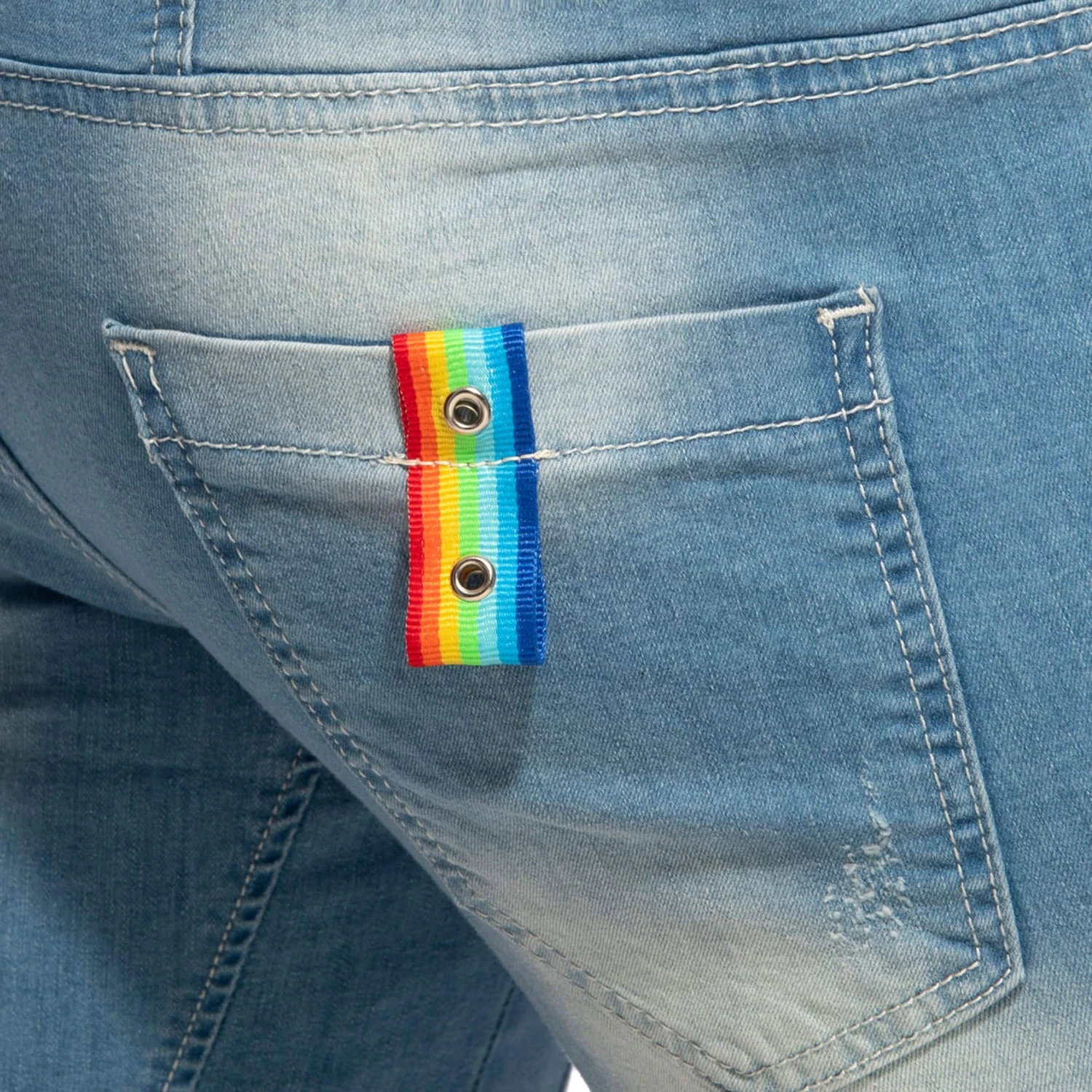 Bermuda Jeans Rainbow Tape Bleu Indigo â Image 3