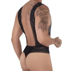 Body String Tablier Résille Dentelle Noir