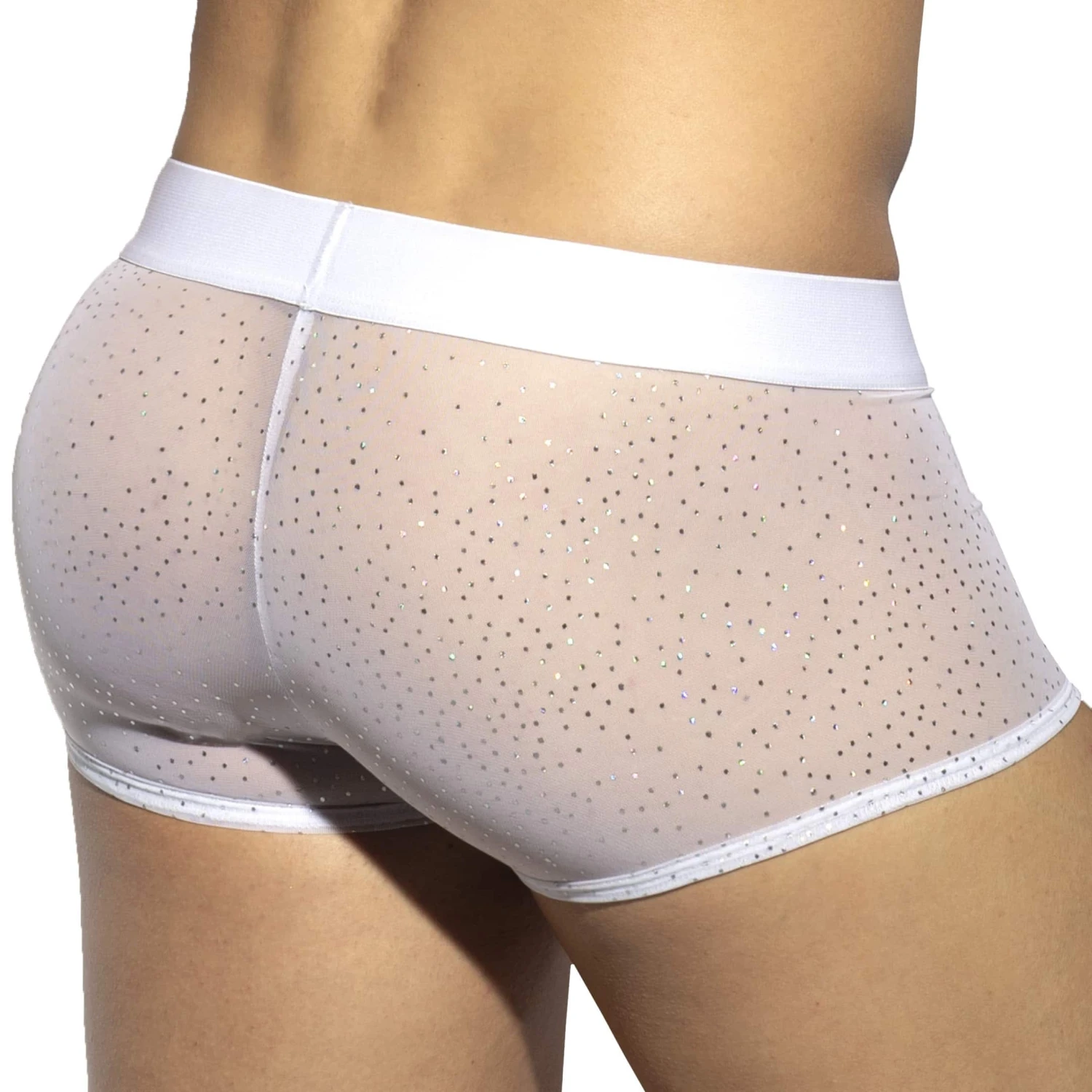 Boxer Court Net Glitter Blanc