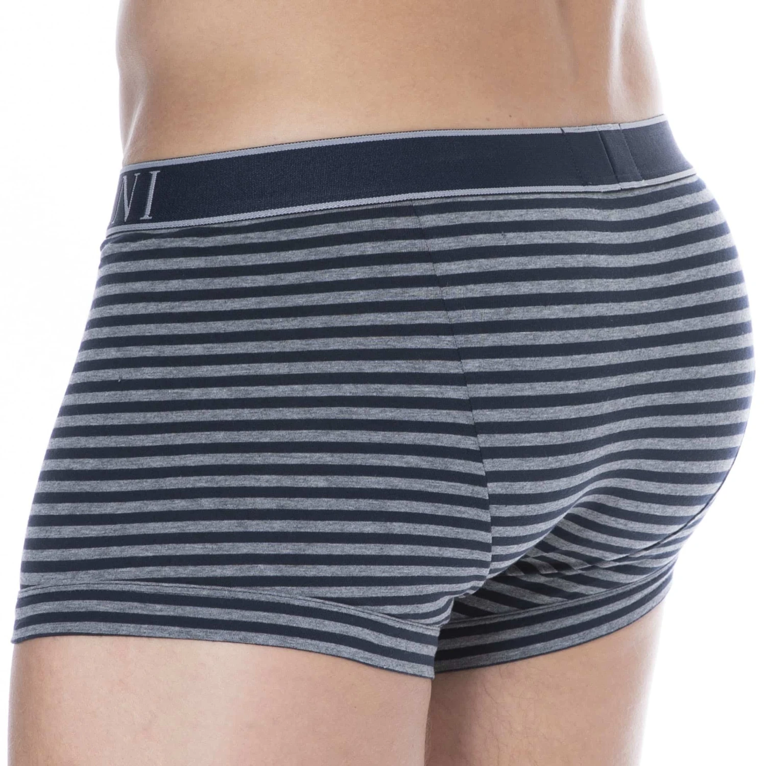 Boxer Yarn Dyed RayĂ© Marine - Gris â Image 2