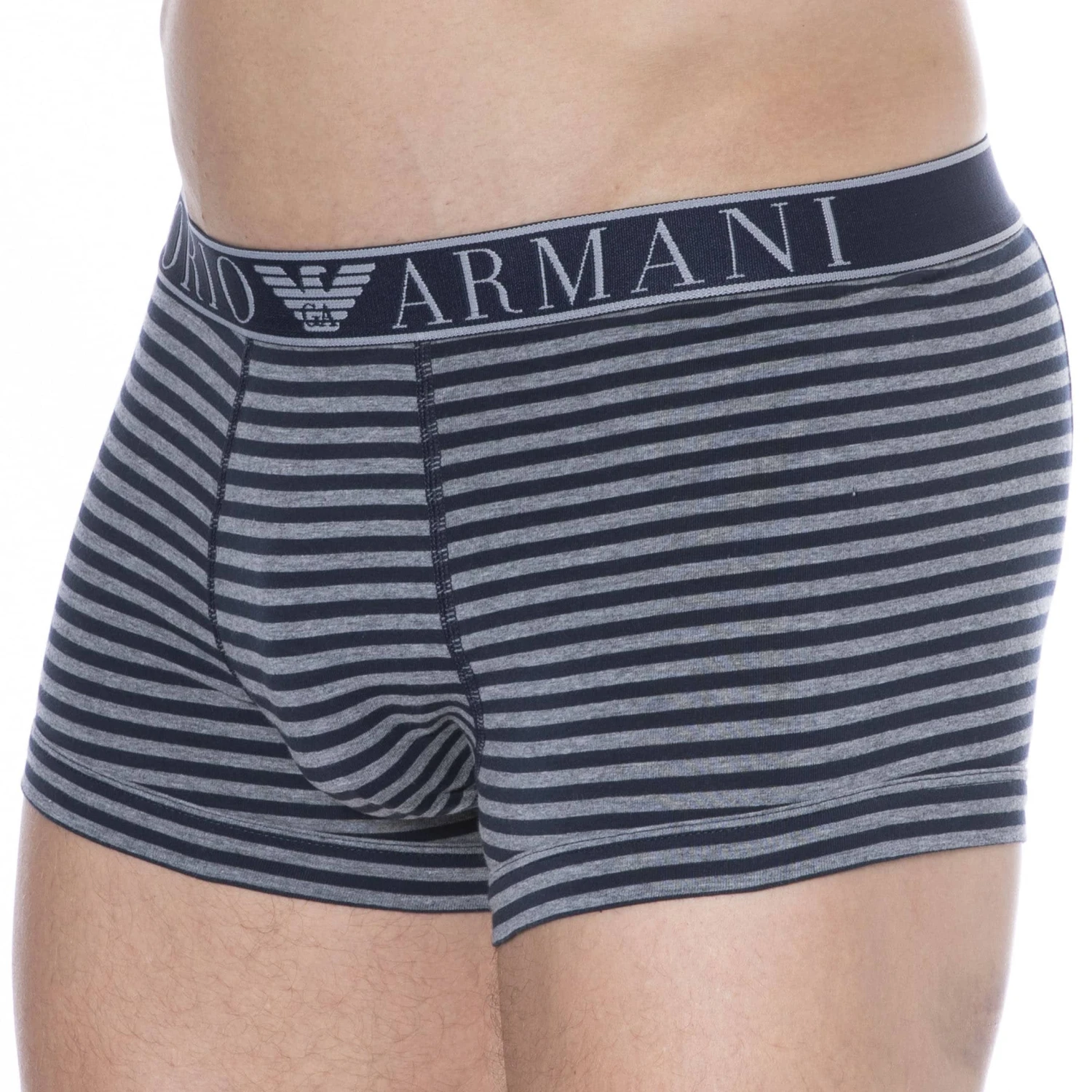 Boxer Yarn Dyed Rayé Marine - Gris