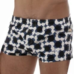 Caleçon Coton Floral Rétro Bleu