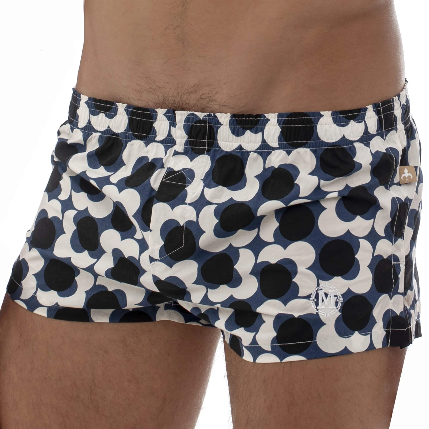 Caleçon Coton Floral Rétro Bleu