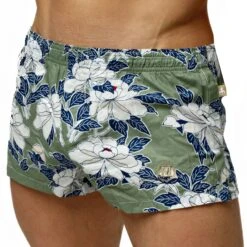 Caleçon Coton Floral Vert Olive