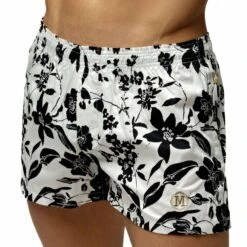 Caleçon Mi-Long Coton Floral Noir