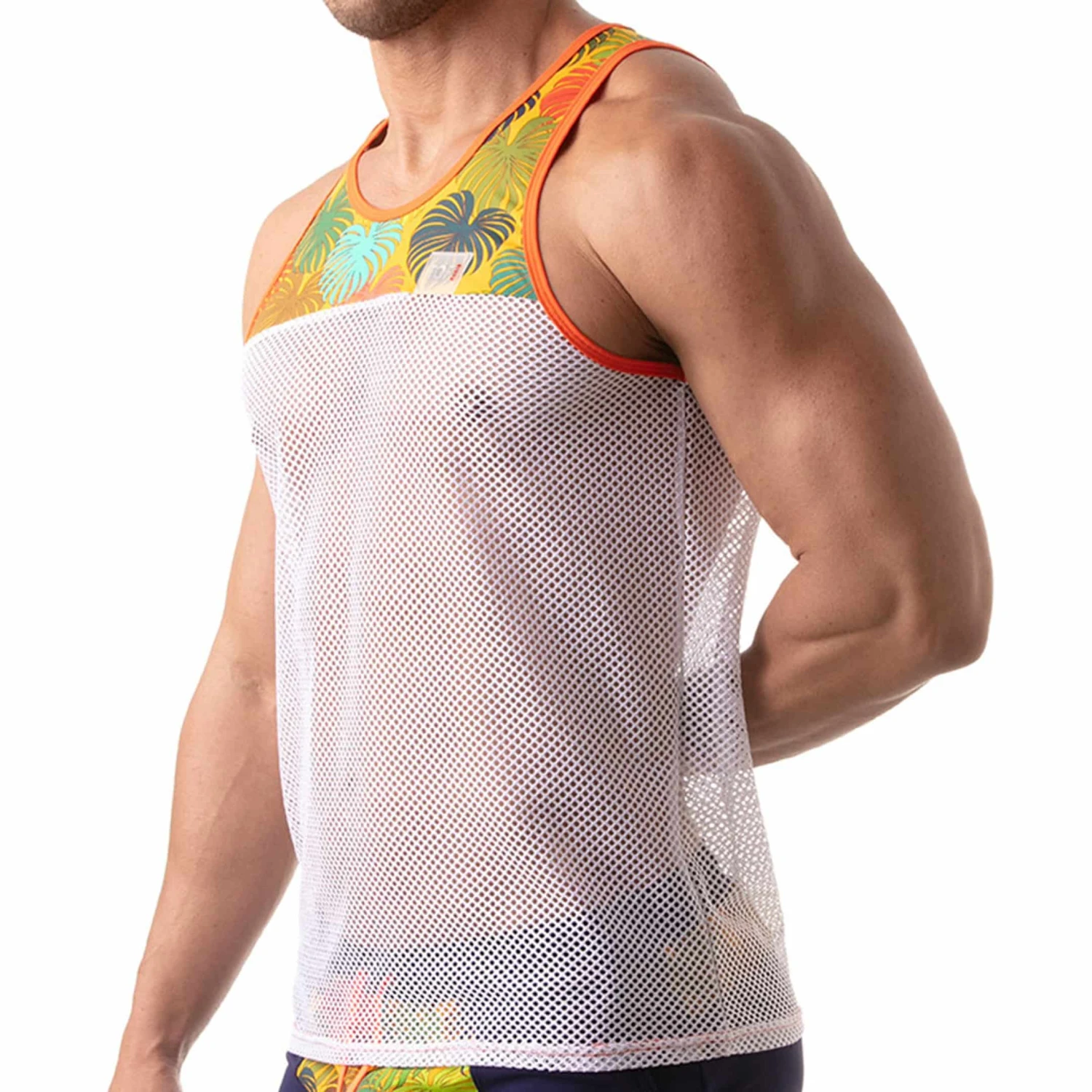 Débardeur Mesh Floral Blanc - Jaune