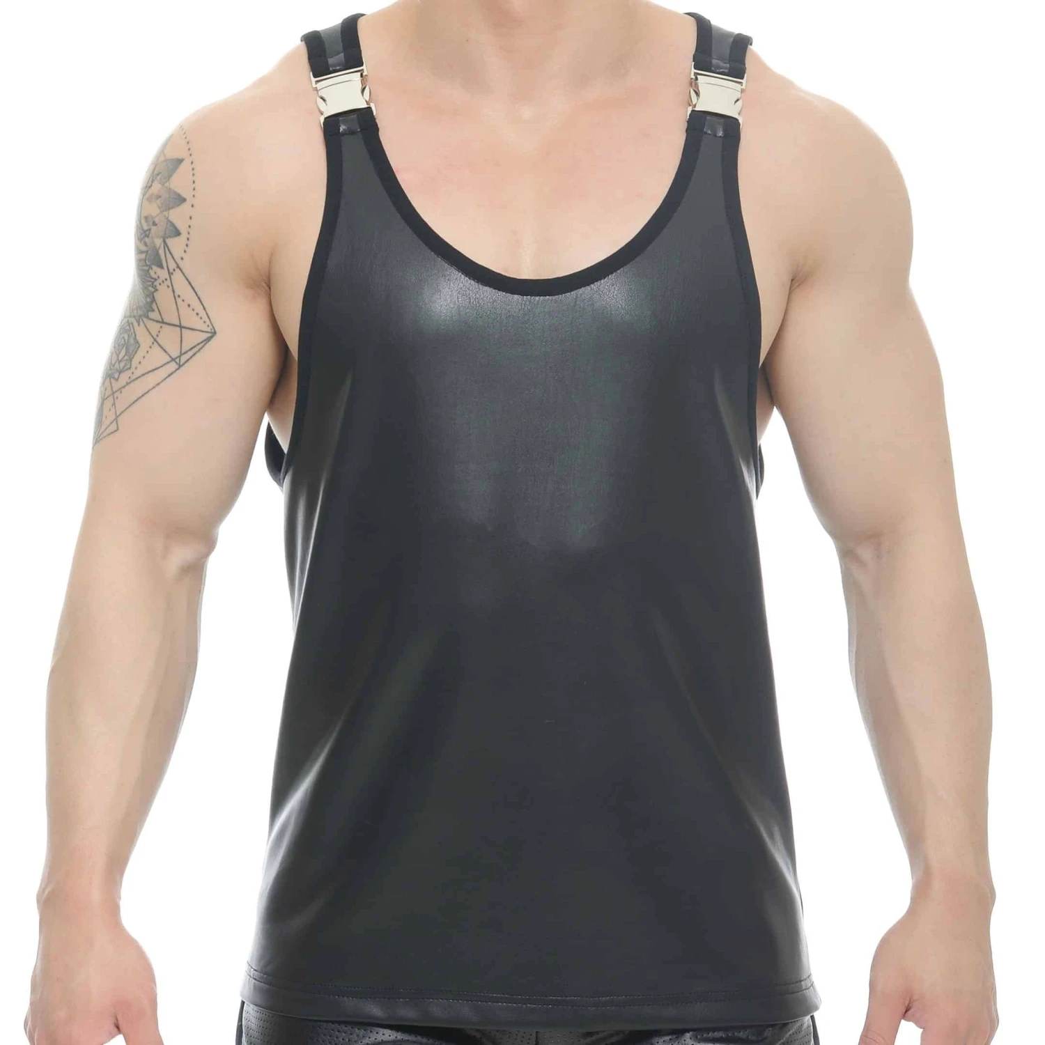 Débardeur Pierce Simili-Cuir Noir