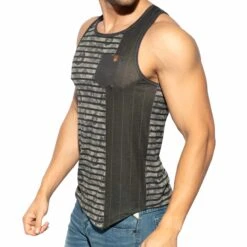 Débardeur Rayé Fleuri Noir