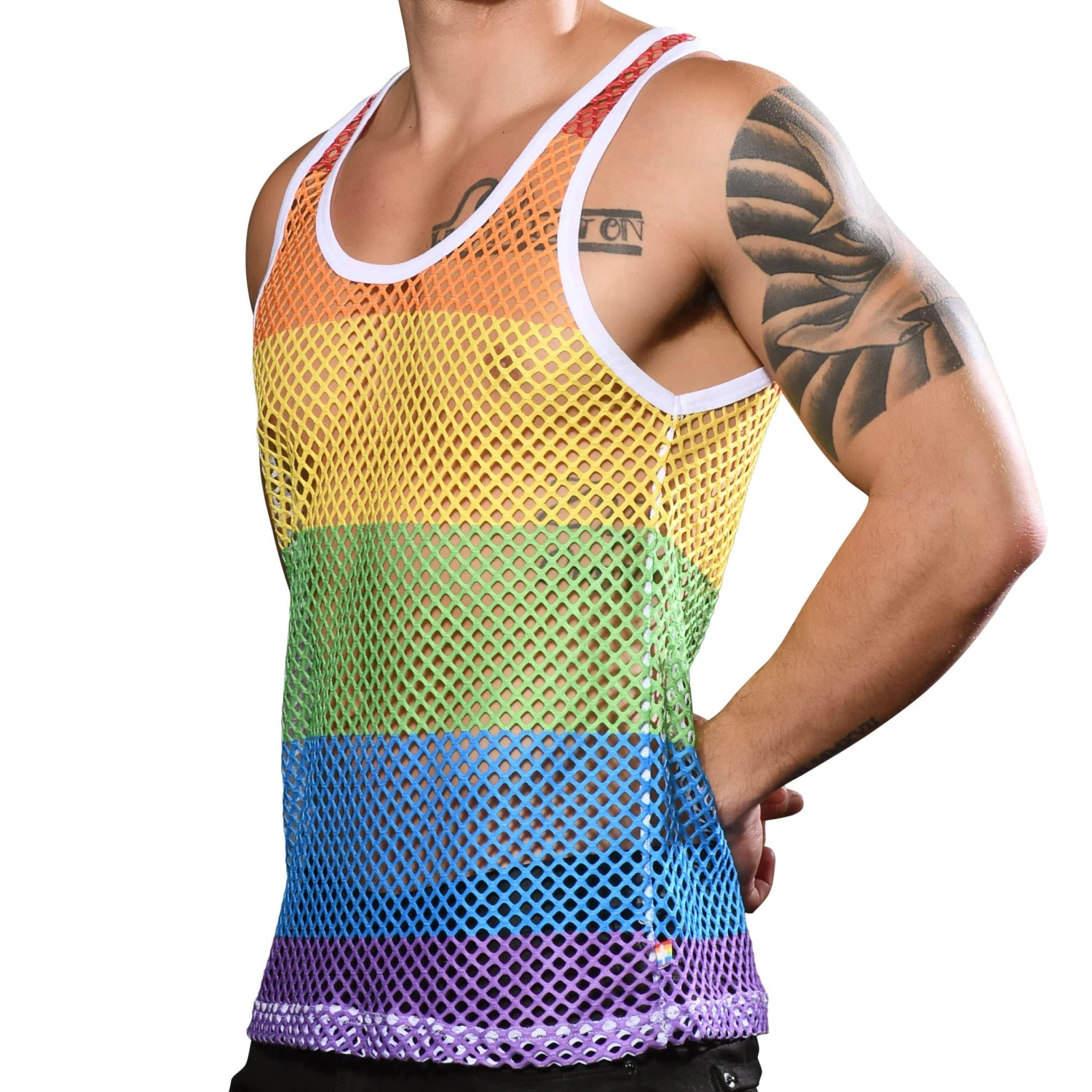 Débardeur Stripe Mesh Pride Arc-en-ciel