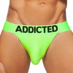 Jock Strap Cockring Mesh Neon Vert Fluo