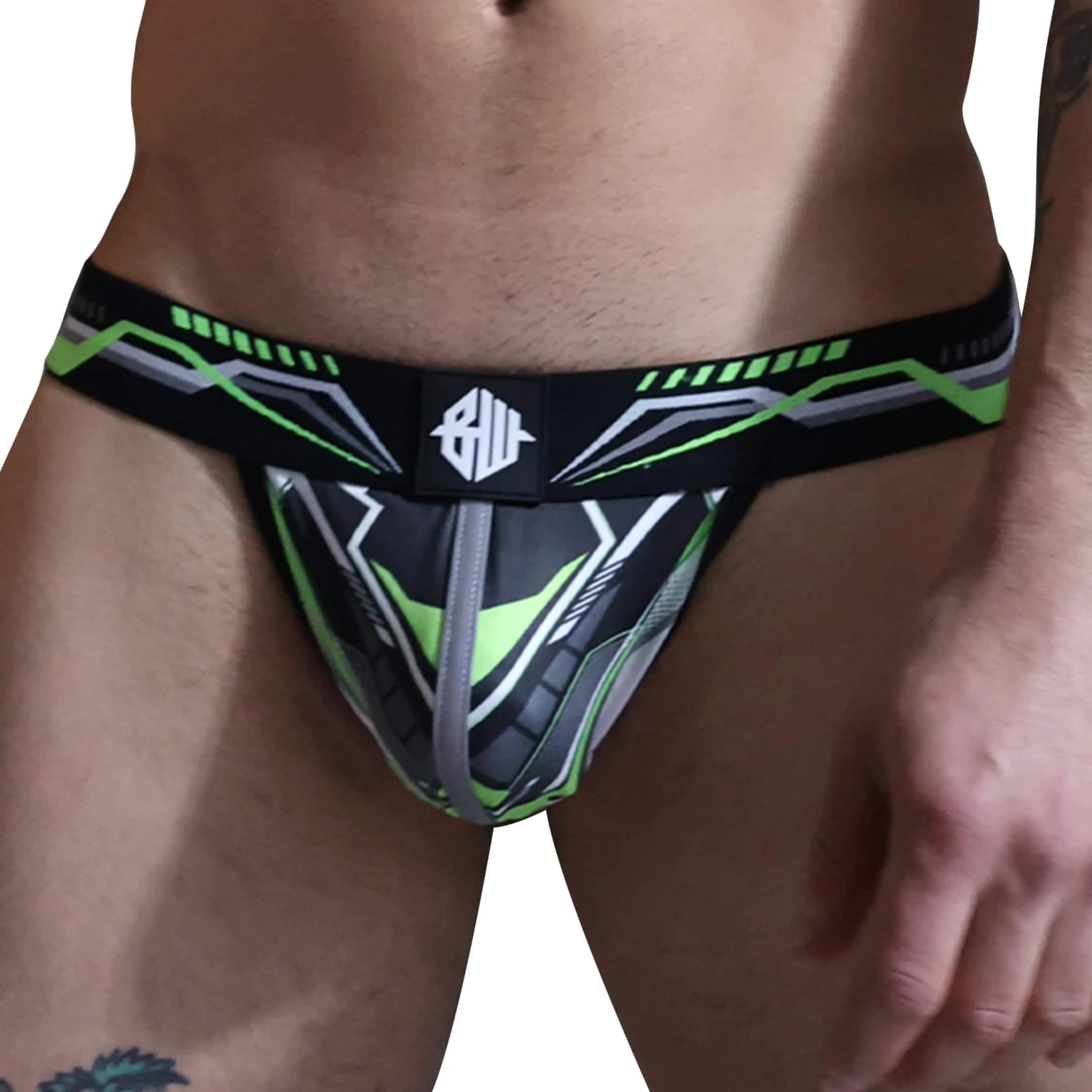 Jock Strap Cyber Nights Noir - Vert Fluo
