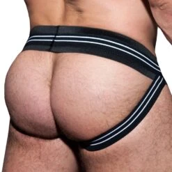 Jock Strap Double Stripe Noir - Blanc