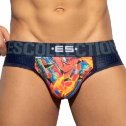 Jock Strap Floral Mesh Push Up Bleu Marine