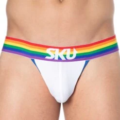 Jock Strap Rainbow Blanc
