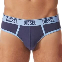 Lot De 2 Slips Contrast Coton Bleu Marine - Bleu Ciel