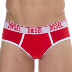 Lot De 2 Slips Contrast Coton Rouge - Kaki