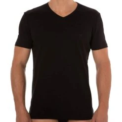 Lot De 2 T-Shirts V-Neck Pure Cotton Noirs