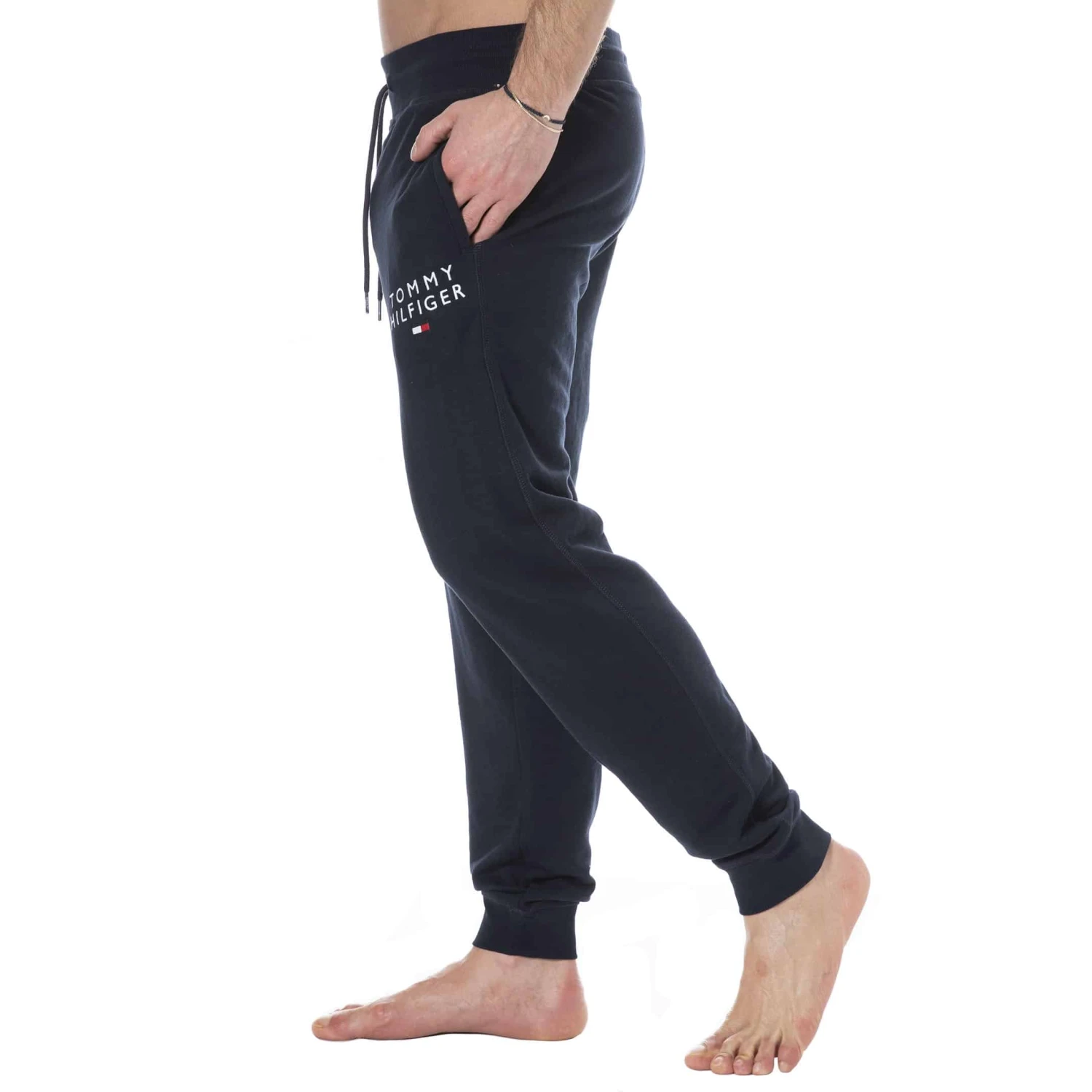 Pantalon Jogging Logo Brodé Bleu Marine