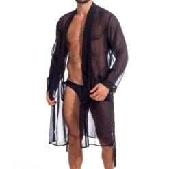 Robe De Chambre Kimono Chantilly Noire