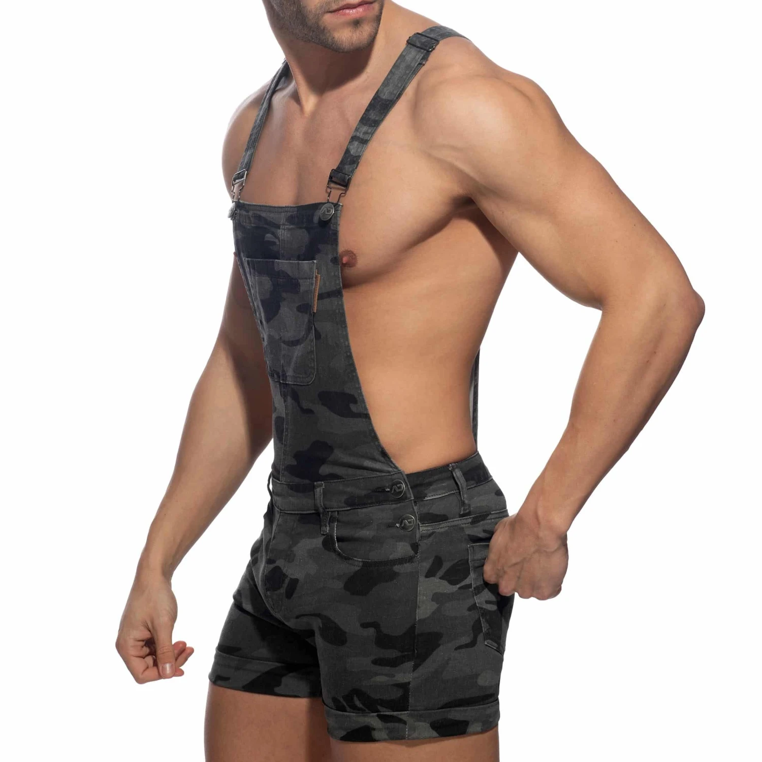 Salopette Jeans Camouflage Gris