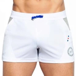 Short Court Fit Flag Blanc
