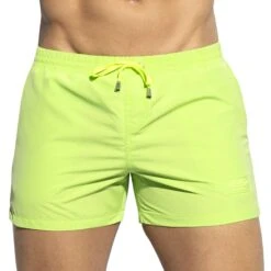 Short De Bain Ă Rayures Fines Citron Vert