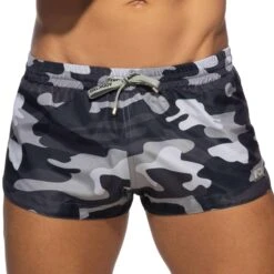 Short De Bain Court Camouflage Gris