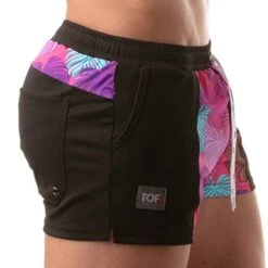 Short De Bain Floral - Noir - Rose