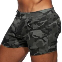 Short En Jeans Camouflage Gris
