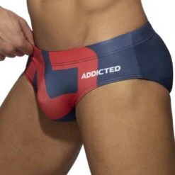 Slip De Bain AD Logo Bleu Marine - Rouge