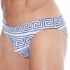 Slip De Bain Greek Frame Blanc - Bleu