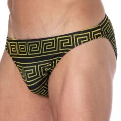 Slip De Bain Greek Frame Noir - Or