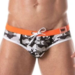 Slip De Bain Iconic Camouflage Gris