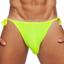Slip De Bain Tanga Cockring Jaune Fluo