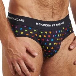 Slip Etoiles Arc-en-Ciel Coton Bleu Marine