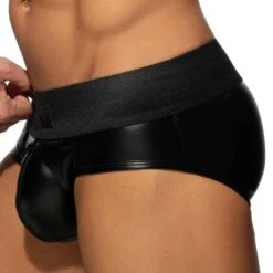 Slip Front Zip Rub Cockring Noir