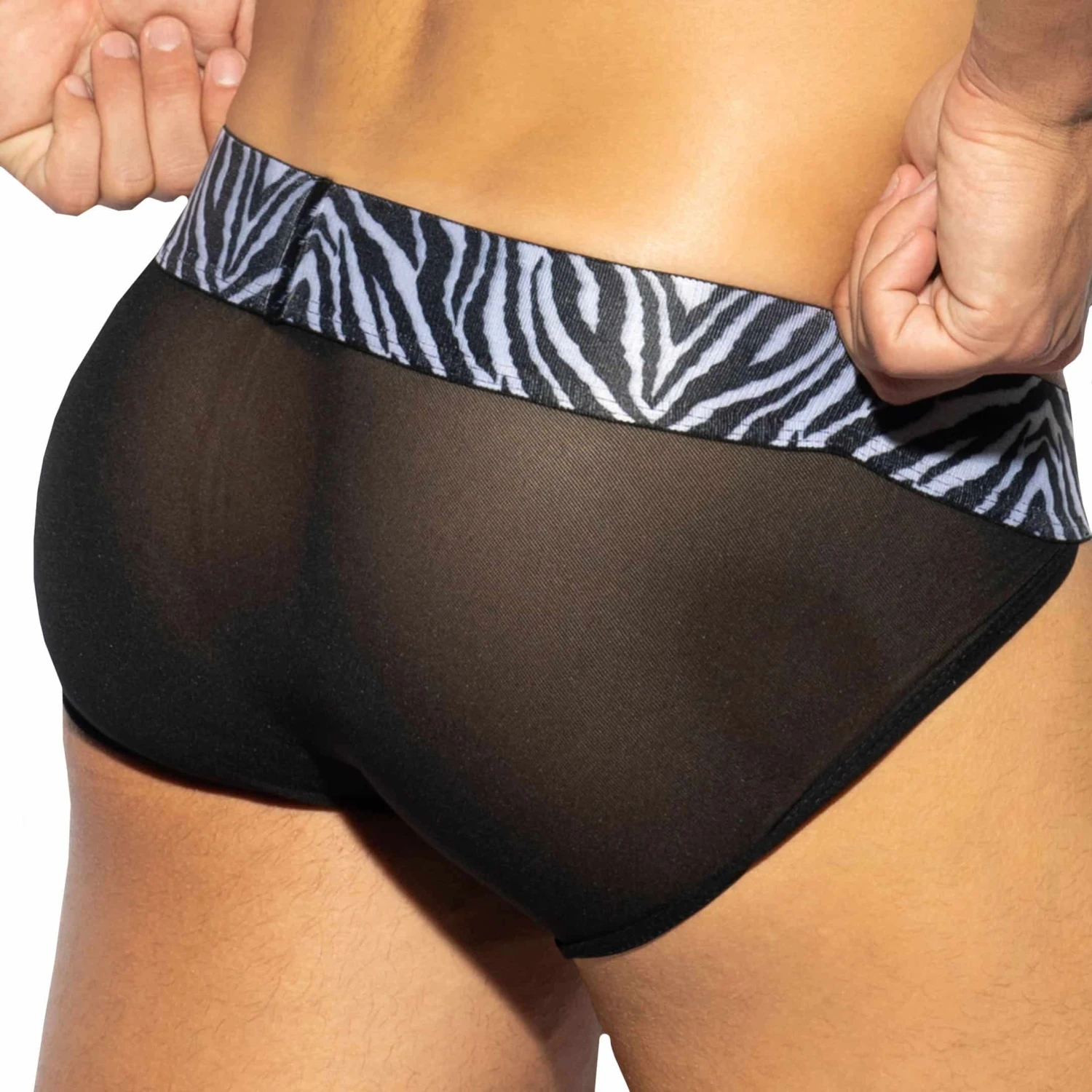 Slip Tanga Push Up C-Trough Zebra Noir â Image 2