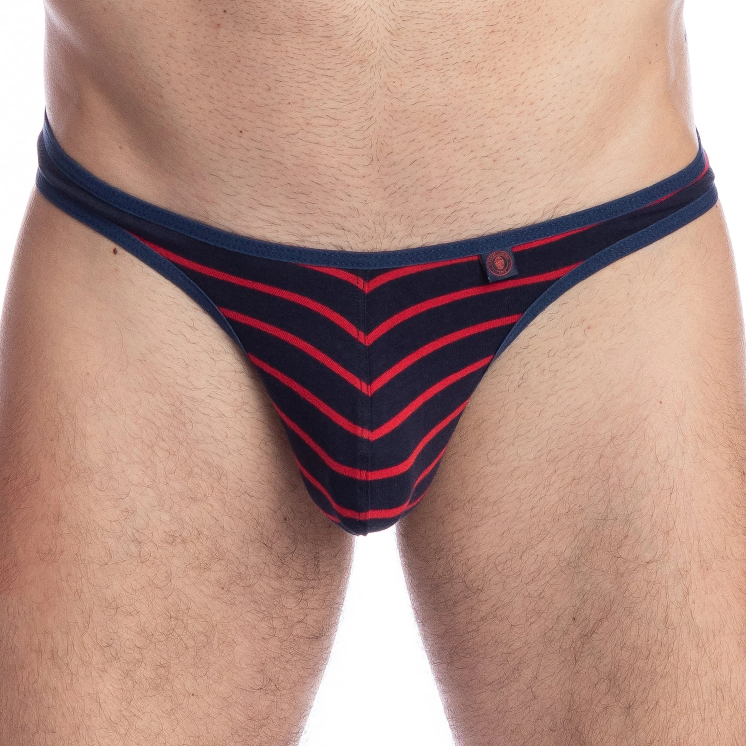 String Bikini Querelle De Brest Rayé Marine - Rouge