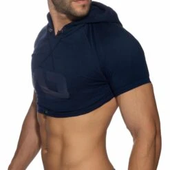 Sweat Crop Ă Capuche Bleu Marine