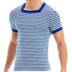 T-Shirt Col Carré Marine Bleu