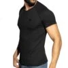 T-Shirt Col V Recycled Rib Noir