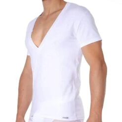 T-Shirt Essential Col V Super Low Blanc