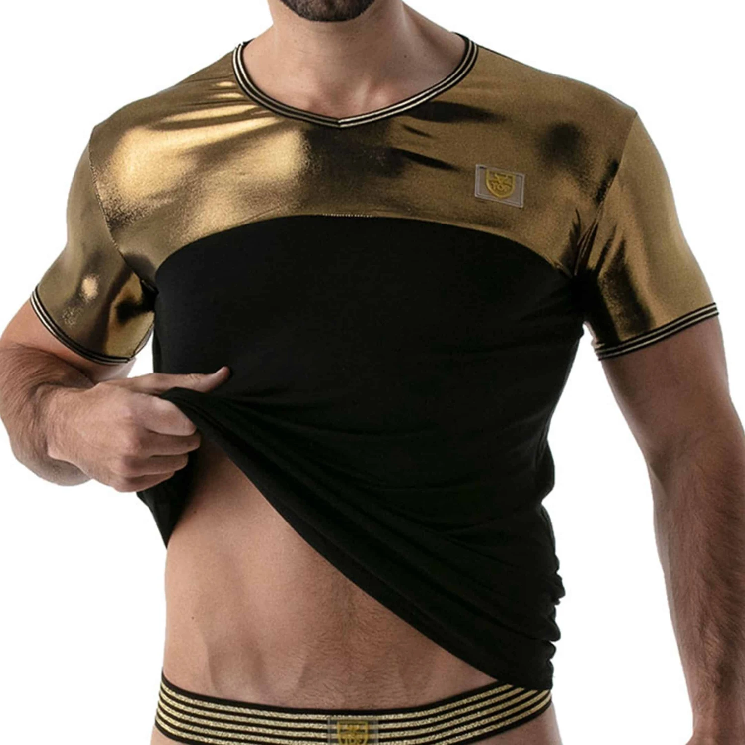 T-Shirt MĂ©tal Noir - Or â Image 3