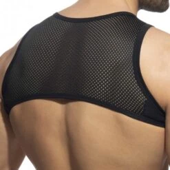Top Crop Mesh Zip Noir