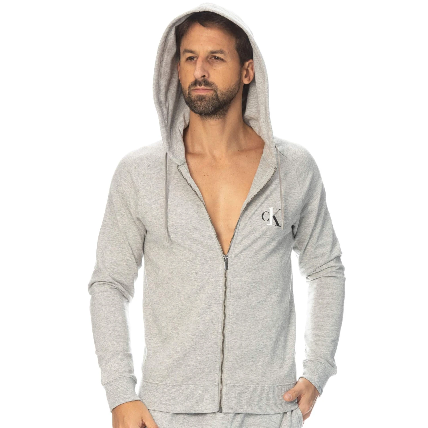 Veste à Capuche Ck One Gris Chiné – Image 4