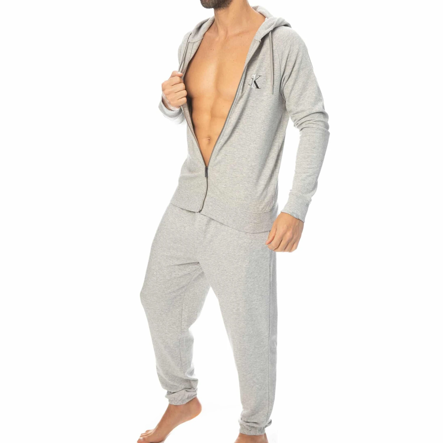 Veste à Capuche Ck One Gris Chiné – Image 6