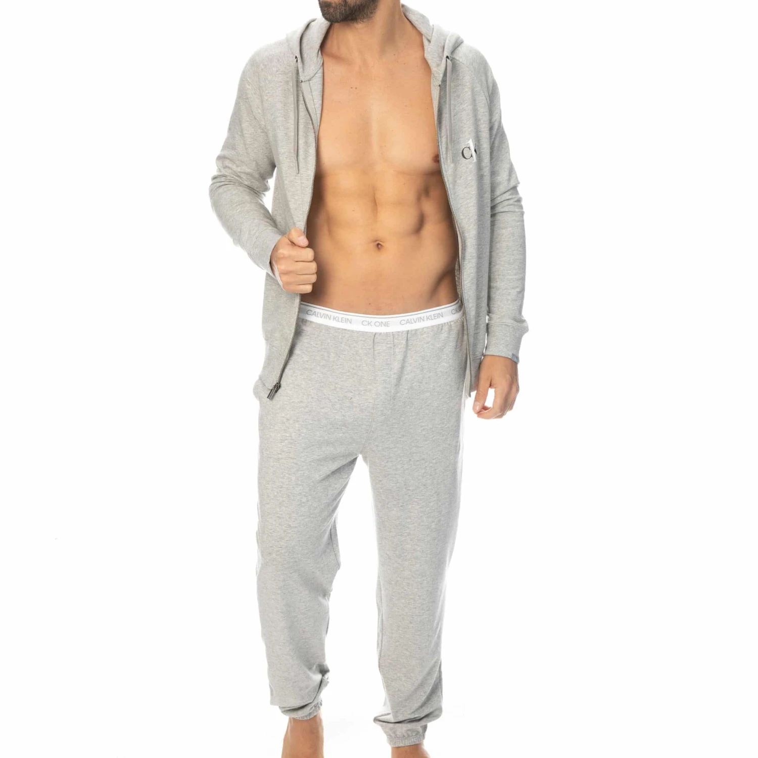 Veste à Capuche Ck One Gris Chiné – Image 7