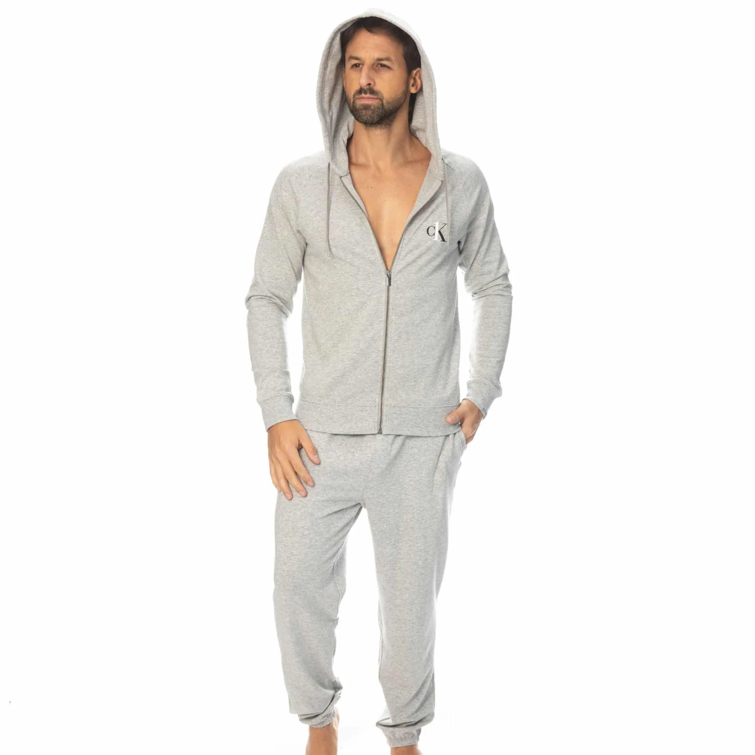 Veste à Capuche Ck One Gris Chiné – Image 9