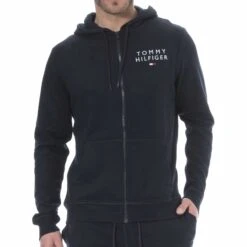 Veste à Capuche Logo Brodé Bleu Marine