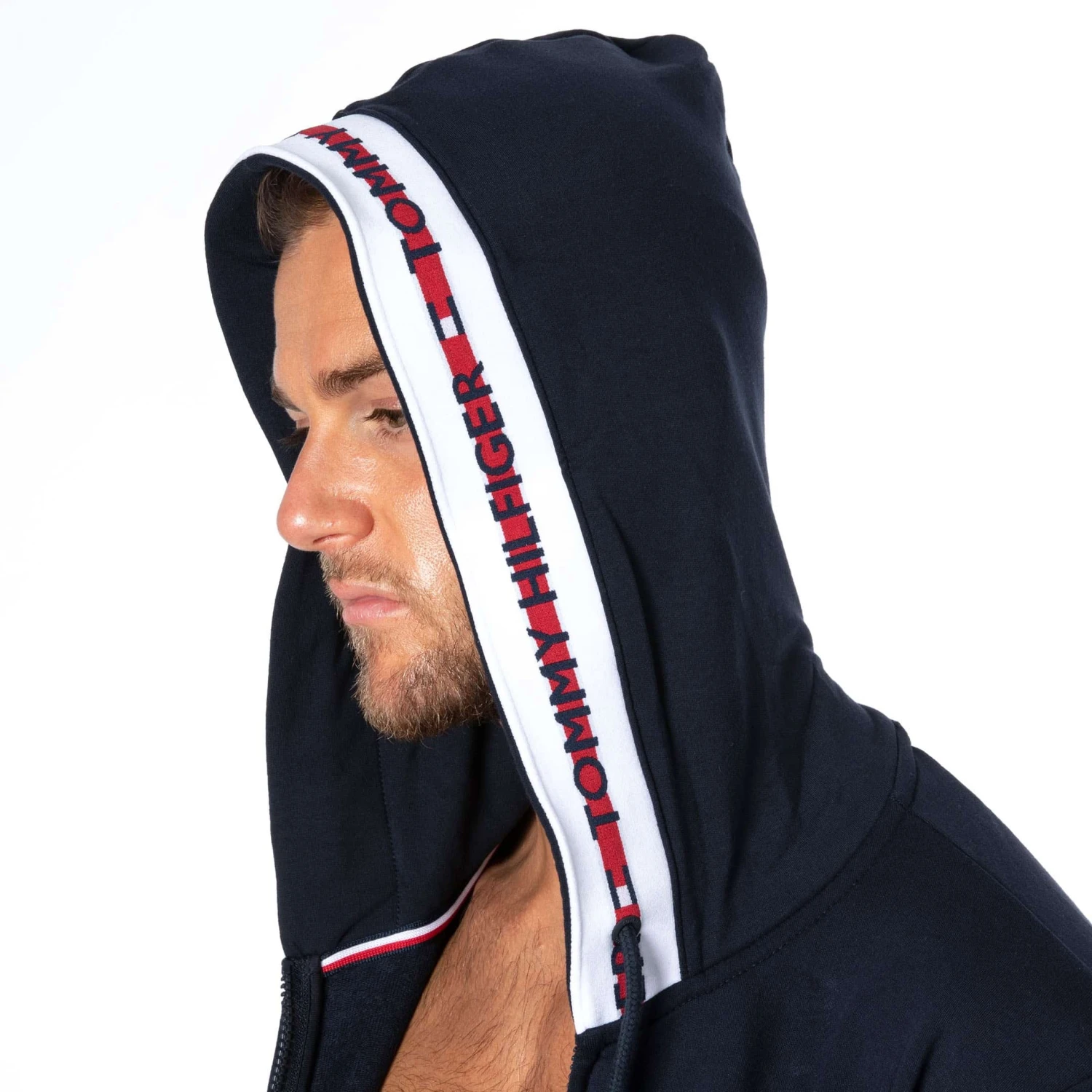 Veste Ă Capuche Logo Tape Bleu Marine â Image 6